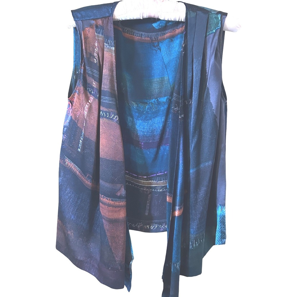 Piazza‎ Sempione Made In Italy Pure Silk Sleeveless Layering Cardigan Duster